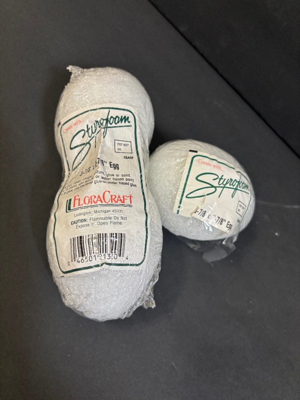 NEW FloraCraft Styrofoam Egg, 2 7/8-Inch-by-3 7/8-Inch Egg, Lot of 3.